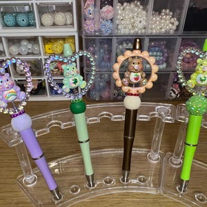 Beaded Care Bear Pen: Refillable Black Ink