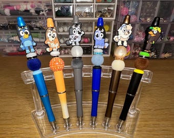 Bluey and friends pens | Beaded Pens | Beaded Bluey Pens | Character Pens