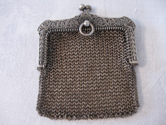 Japanese middle-aged sterling silver metal mesh coin purse jewelry bag  small bag high-grade crystal vintage jewelry - Shop Travel Genius Vintage  store Coin Purses - Pinkoi