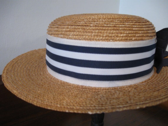 SALE 80s Vintage Laura Ashley Childs Straw Hat  E… - image 2