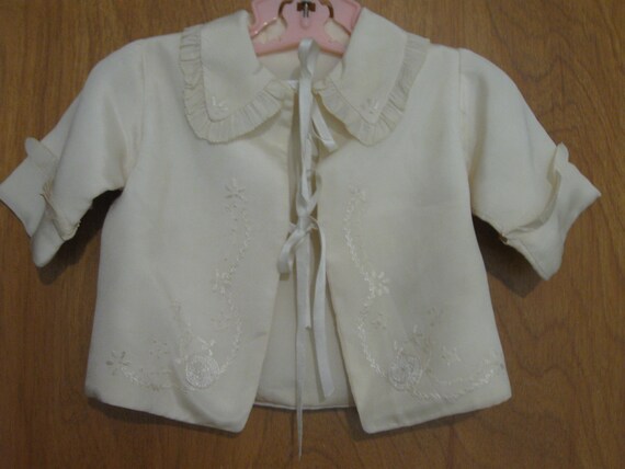1930s Silk Baby Jacket Christening Exquisite Embroidered Cream in 