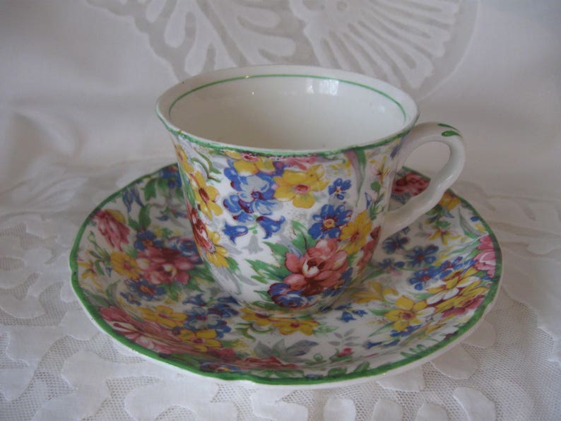 Sale Vintage Midwinter Brama Chintz Cup And Saucer England Etsy