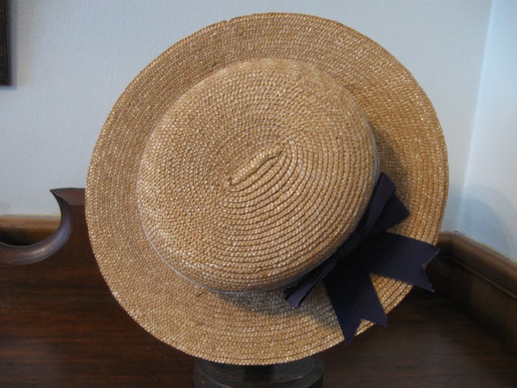 SALE 80s Vintage Laura Ashley Childs Straw Hat  E… - image 3