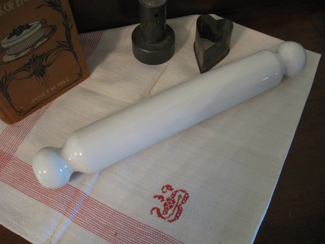 Antique White Ceramic Rolling Pin Circa 1900 England Very Good Etsy