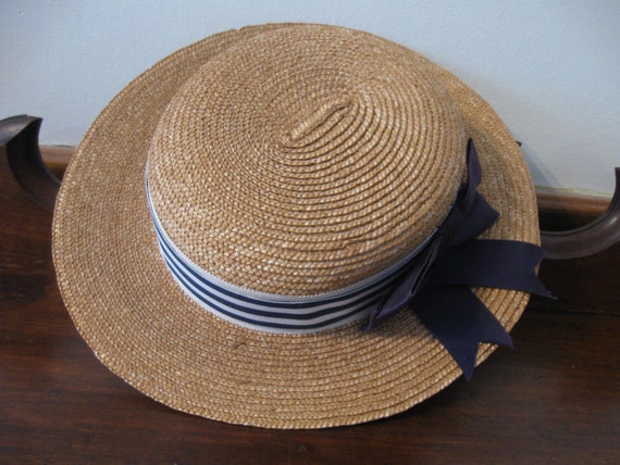 SALE 80s Vintage Laura Ashley Childs Straw Hat  E… - image 5