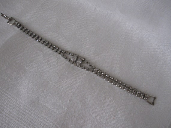 Beautiful Rhinestone Bracelet  7" long  Shiny Sil… - image 3