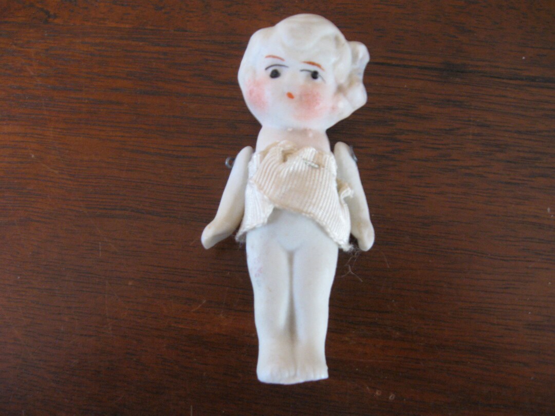Vintage Bisque Doll Japan 3 H Girl With Bow in Her Hair Very Sweet