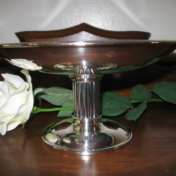 Vintage Silverplate Compote  Carl F. Christiansen  Denmark  Footed Mid Century Modern  Very Good  Condition  8 3/4" Dia. 4 1/4" H  Elegant