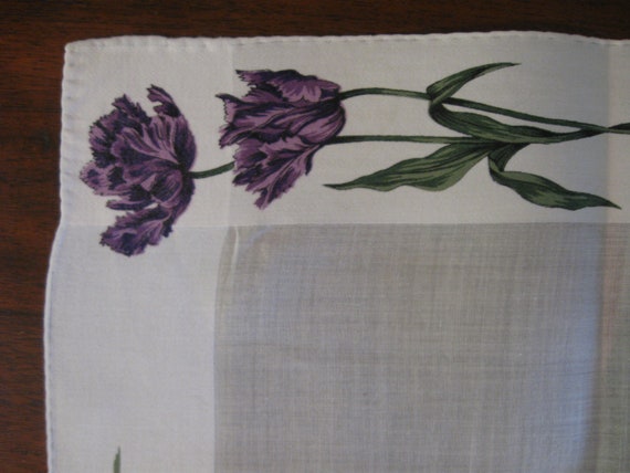 SALE    Beautiful Purple Floral Border White Hank… - image 3