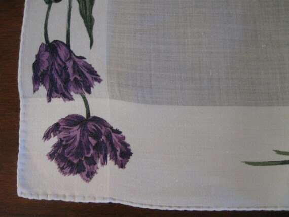 SALE    Beautiful Purple Floral Border White Hank… - image 4