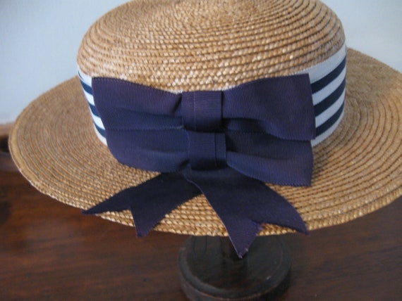 SALE 80s Vintage Laura Ashley Childs Straw Hat  E… - image 4
