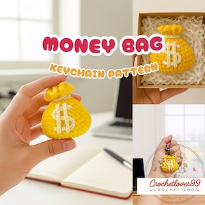 Crochet Money Bag Keychain Pattern: Easy Amigurumi Tutorial (PDF Download)