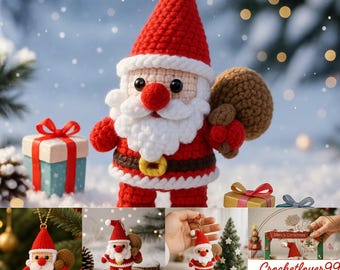 Santa Claus Crochet Pattern PDF, Cute Christmas Amigurumi Tutorial, Santa Ornament Crochet, Holiday Decoration Gift Idea