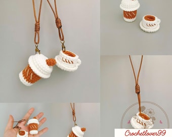 Crochet Coffee Cup Keychain Pattern PDF | Mini Latte & Cappuccino Charm | Cute Amigurumi Drink | Bag Charm DIY