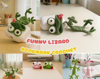 Crochet Lizard Bookmark PDF Pattern: Funny Amigurumi Animal Tutorial