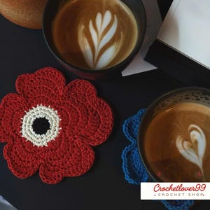 Blumen häkeln Untersetzer Muster PDF, Handgemachter Blumen Becher Teppich, Kaffee Tisch Dekor, einfaches Häkeln Untersetzer Tutorial