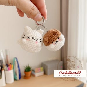 Mini chat Amigurumi motif au crochet PDF, tutoriel porte-clé chaton mignon, peluche petit chat adaptée aux débutants, téléchargement numérique