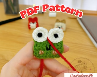 Wzór na szydełkową kostkę 3 w 1 w formacie PDF – uroczy zestaw amigurumi z żabą, kotem i psem | Łatwy samouczek szydełkowania dla początkujących, pluszowa zabawka w formie breloczka