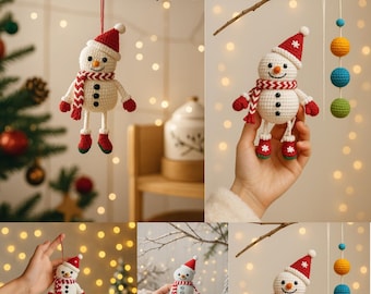Snowman Amigurumi Crochet Pattern PDF, Christmas Ornament Crochet Tutorial, DIY Holiday Decoration, Cute Xmas Gift Idea