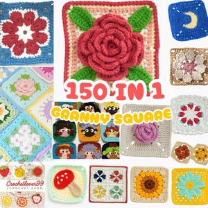 150 Granny Square Crochet Patterns: Ultimate Beginner Bundle (PDF Download