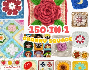 150 Granny Square Crochet Patterns: Ultimate Beginner Bundle (PDF Download