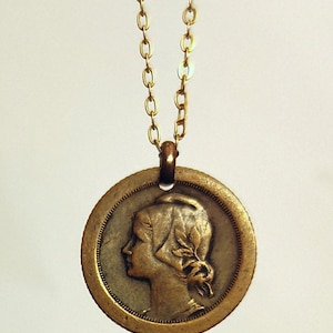 Authentic Tiny Bronze 5 Escudos Portuguese Coin Necklace (1924-1927)