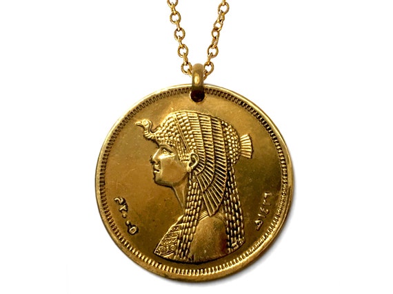 Authentic Egyptian Cleopatra Coin Necklace Etsy