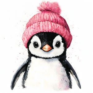 Watercolor Penguin Clipart Set - 9 Cute and Funny Penguin Illustrations, Digital Download, High-Quality JPG Files for Scrapbooking & Design