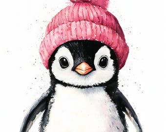 Watercolor Penguin Clipart Set - 9 Cute and Funny Penguin Illustrations, Digital Download, High-Quality JPG Files for Scrapbooking & Design