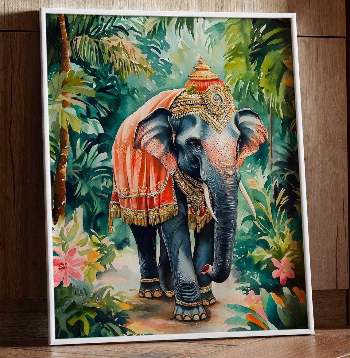 Indian Elephant Folk Art Poster – Traditional Cultural Digital Print ...