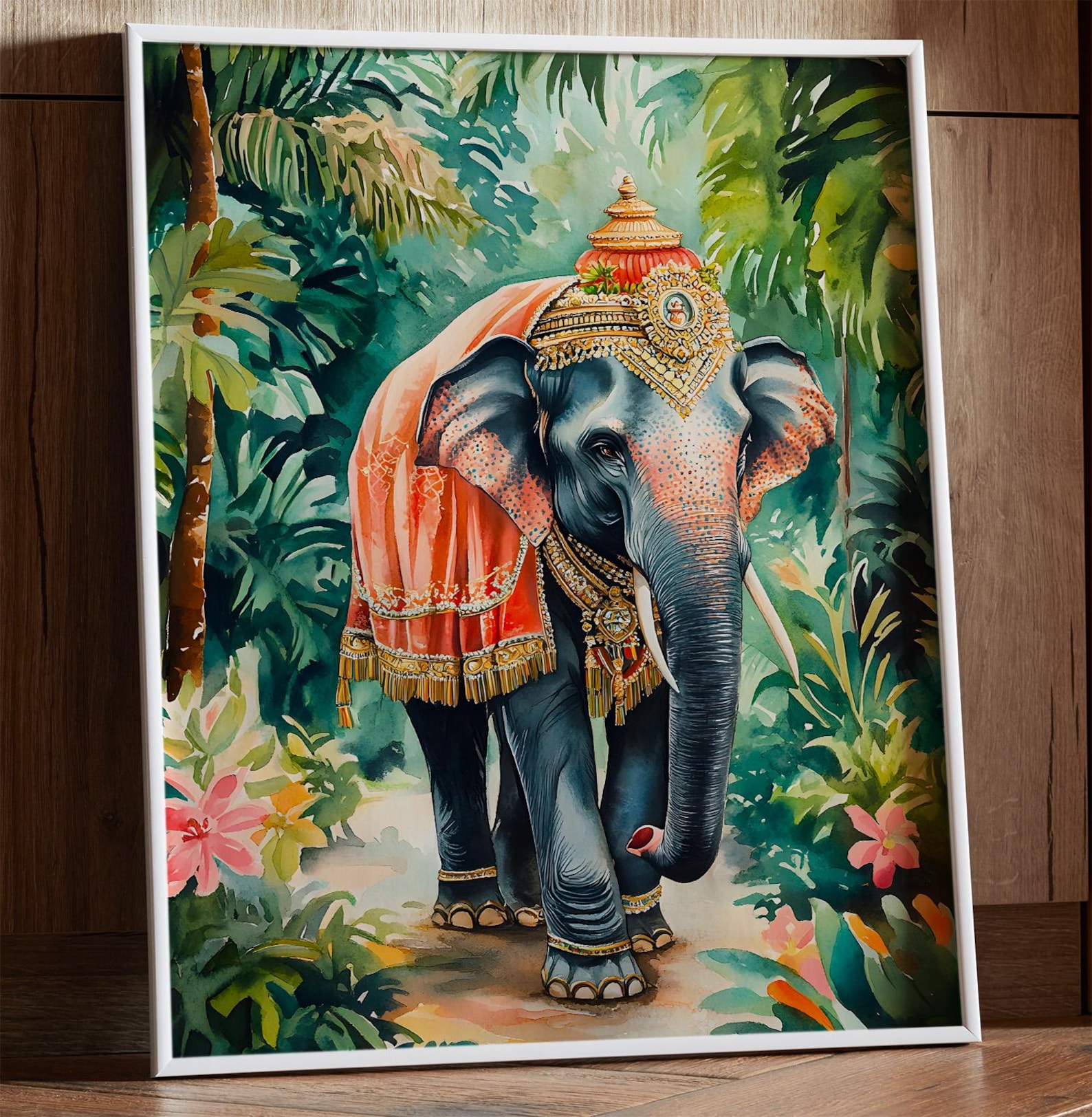 Indian Elephant Folk Art Poster – Traditional Cultural Digital Print ...