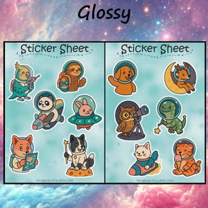 Dieren in de ruimte stickerset - 2 vellen | schattig | Dagboek | Cadeau | schattige stickers | Stickervel | Tijdschrift | Kinderen | Ambachten | kleurrijk