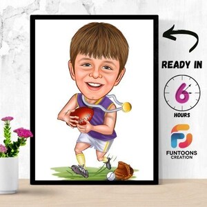 Football Coach Gift, Rugby Cartoon Drawing, American Football Coach Caricature from Photo, Rugby Caricature Gift, Rugby Digital Portrait Art