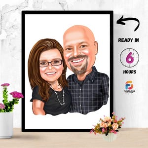 Custom Couple Caricature from Photo, Custom Couple Cartoon Portrait, Couple Caricature, Couple Wedding, Couple Beach Gift, Couple Gift, fun