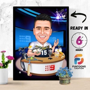 Personalized Soccer Player Cartoon Portrait, Custom Sports Player Caricature, Gift for Sports Player, Sports Anchor Caricature, Caricature
