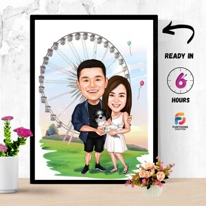 Custom Couple Caricature from Photo, Custom Couple Cartoon Portrait, Couple Caricature, Couple Wedding, Couple Beach Gift, Couple Gift, fun