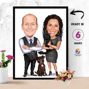 Custom Couple Caricature from Photo, Custom Couple Cartoon Portrait, Couple Caricature, Couple Wedding, Couple Beach Gift, Couple Gift, fun