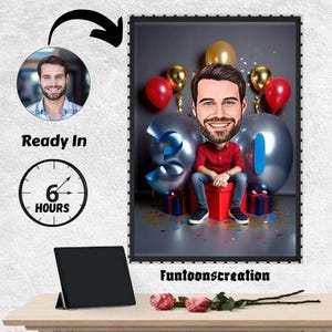 Custom Birthday Caricature Portrait, Birthday Caricature, Gift for Birthday Man, Birthday Boy Gift, Funny Birthday Gift, Birthday Gift,