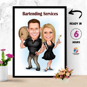 Custom Couple Caricature from Photo, Custom Couple Cartoon Portrait, Couple Caricature, Couple Wedding, Couple Beach Gift, Couple Gift, fun