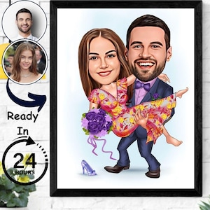 Custom Couple Caricature, Personalized Wedding Portrait, Wedding Caricature, Funny Couple Caricature, Caricature, Anniversary Gift, Cartoon.