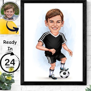Personalized Soccer Player Cartoon Portrait, Custom Soccer Player Caricature, Football Player Caricature, Gift for Soccer Player, Caricature