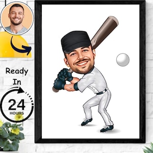 Custom Baseball Caricature, Gift For Baseball Player, Caricature From Photo, Sports Caricature, Basketball Caricature, Baseball Caricature.