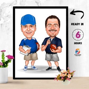 Football Referee Gift, Rugby Cartoon Drawing, American Football Referee Caricature from Photo, Rugby Caricature Gift, Rugby Digital art