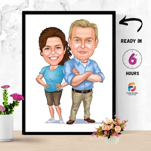 Custom Couple Caricature from Photo, Custom Couple Cartoon Portrait, Couple Caricature, Couple Wedding, Couple Beach Gift, Couple Gift, fun