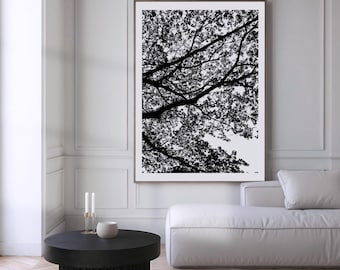 Schwarzweiße Äste Fotografie Druck | Minimalist Forest Nature (Digitaler Download)