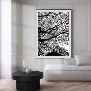 Impression de photographie d&#39;arbre | Photographie de nature minimaliste en noir et blanc | Forêt de Moody Photo | Déco murale imprimable - téléchargement numérique