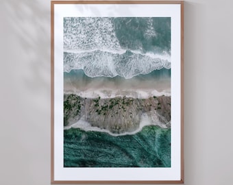 Blaue Ozean-Wellen Fotografie |  Strand Landschaft Natur Poster | Poster Meer Küstengewässer | große druckbare Kunst digitaler Download