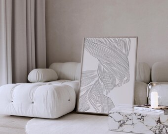 Abstract Line Art Print | Neutral Minimalist Modern Wall Decor (Digital Download)