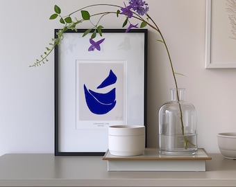 Stampa artistica astratta con inchiostro blu / Decorazione minimalista moderna - Download digitale