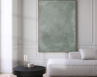 Salbei Grün Abstrakte Malerei - Neutrale Wand Kunst | Minimalistische skandinavische Japandi-Wanddekoration | Große moderne druckbare digitale Download